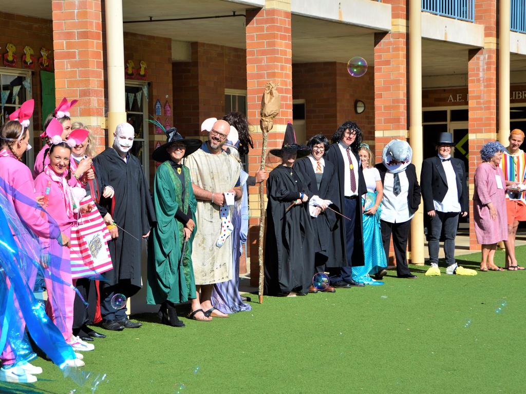 Staff members from Toowoomba Grammar School dressed up for Dressed up for Book Week 2023. Picture: Rhylea Millar