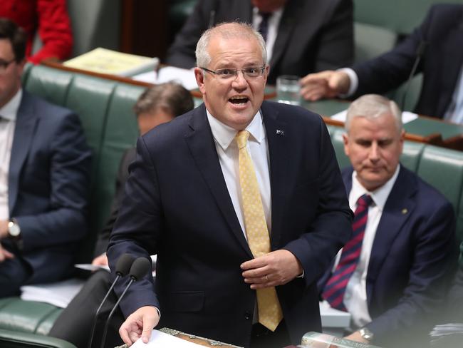 PM Scott Morrison during Question Time in the House of Representatives Chamber, at Parliament House in Canberra. Picture Kym Smith