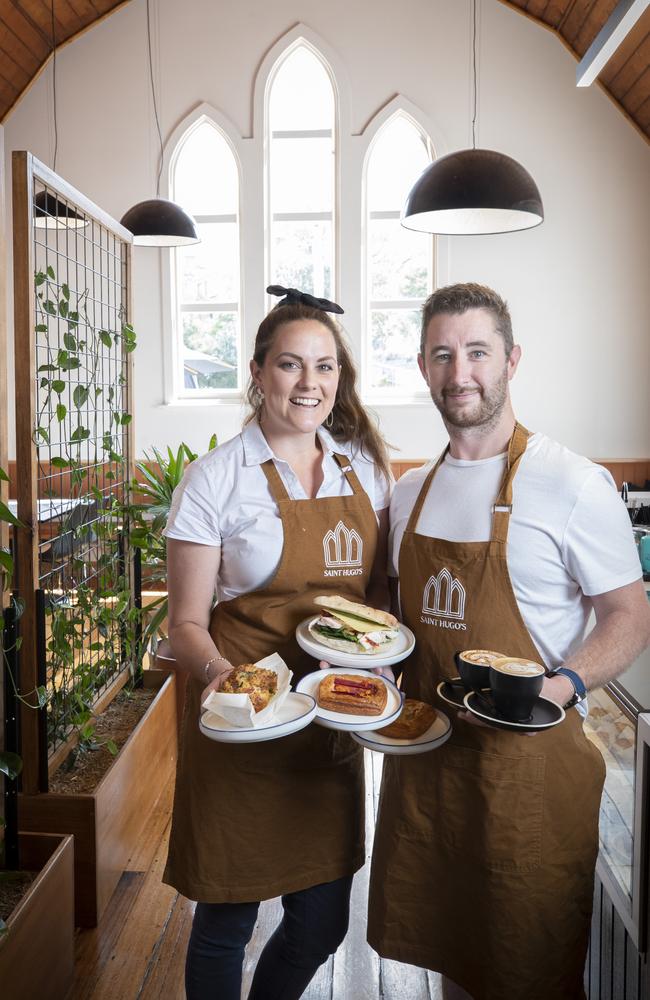 Ange and Chris Fidden in their new cafe Saint Hugo's at Montrose. Picture: Chris Kidd