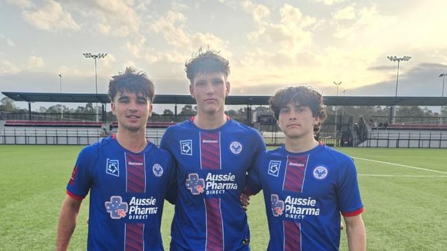 Samuel Griffiths (centre) playing for Manly United U18 Youth League One. Picture: supplied