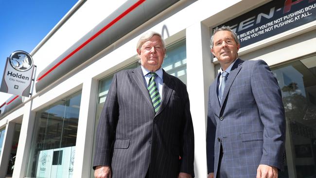 City Holden chairman Chris Newton and dealer principal Julian Newton at the CBD dealership in 2018.