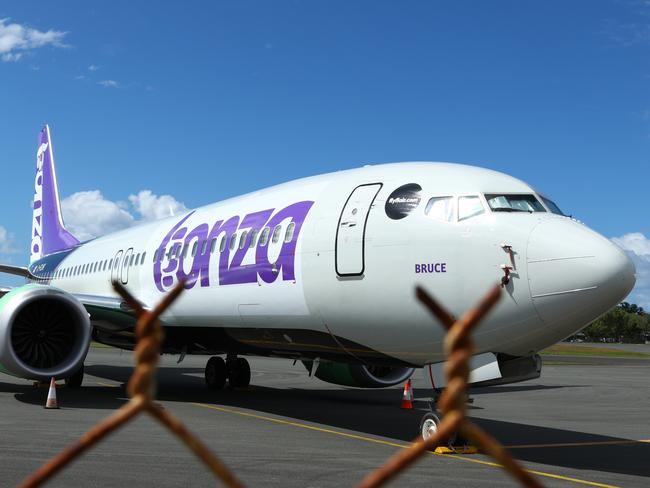 Grounded Bonza planes at Sunshine Coast airport on Tuesday morning. Picture Lachie Millard