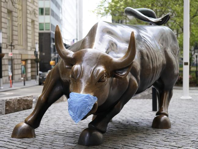 Wall Street’s Charging Bull sculpture. Picture: AFP