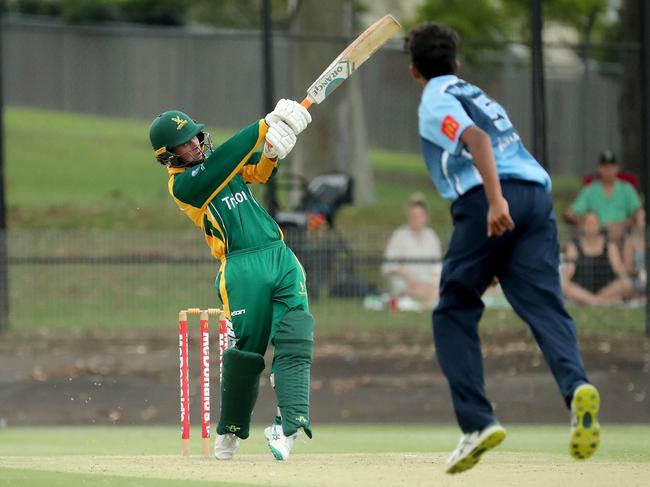 Jake Roeder hits out for the Hawks in last season’s Green Shield grand final. Photo by Jeremy Ng / Daily Telegraph NewsLocal