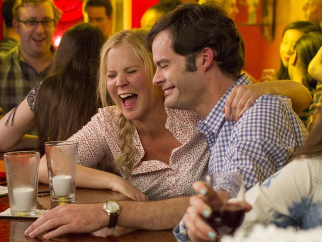 Schumer and Bill Hader in a scene from <i>Trainwreck</i>.