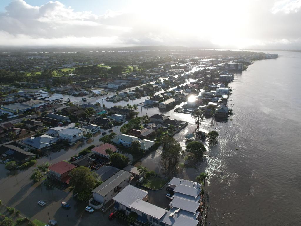 Aerial images show the extensive floodwaters affecting Ballina in northern NSW. Picture: NCA NewsWire /Danielle Smith