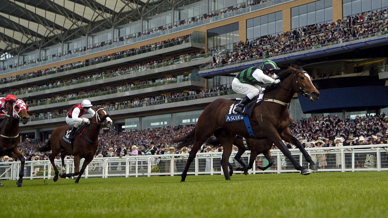 Miss Andretti hoisted the Australian flag high over Royal Ascot in 2007 when she and jockey Craig Newitt triumphed in the King's Stand Stakes. Australia's Magnus (left) finished third, with Takeover target in fourth place.