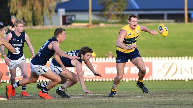 Sebastian Guilhaus of the Eagles hunts the football on Saturday. Picture: (AAP Image/Keryn Stevens