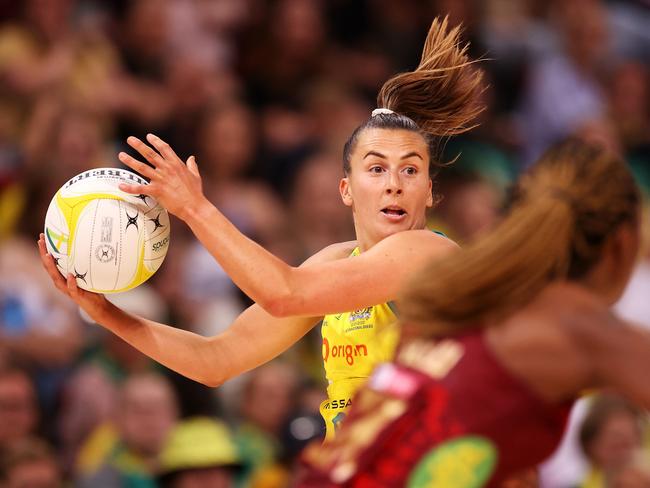 Proud knows she’ll have to work hard if she wants to add to her international appearances. Picture: Mark Kolbe/Getty Images for Netball Australia