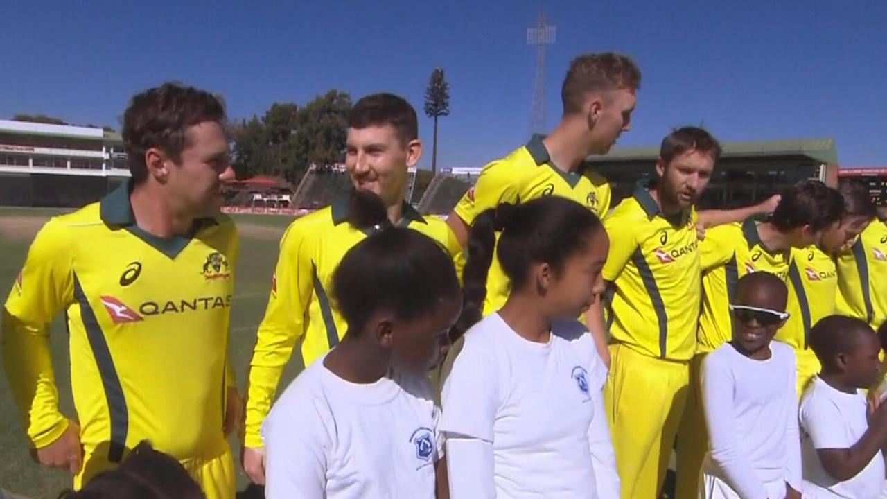 Australia's players were caught by surprise when the second verse to 'Advance Australia Fair' began.