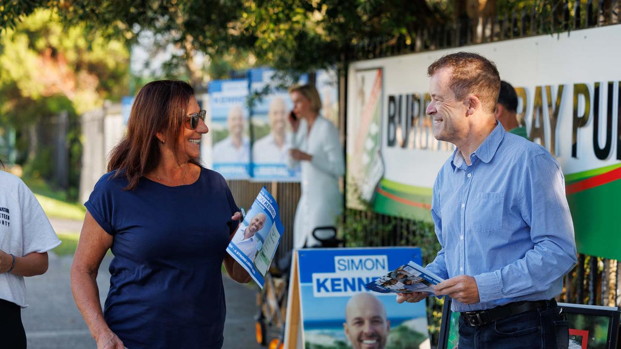 Volunteers and voters at Burraneer Public School on Saturday morning. Picture: NCA NewsWire / David Swift