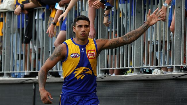 A huge game from Tim Kelly helped deliver West Coast’s first win of the season. Picture: Will Russell/AFL Photos via Getty Images