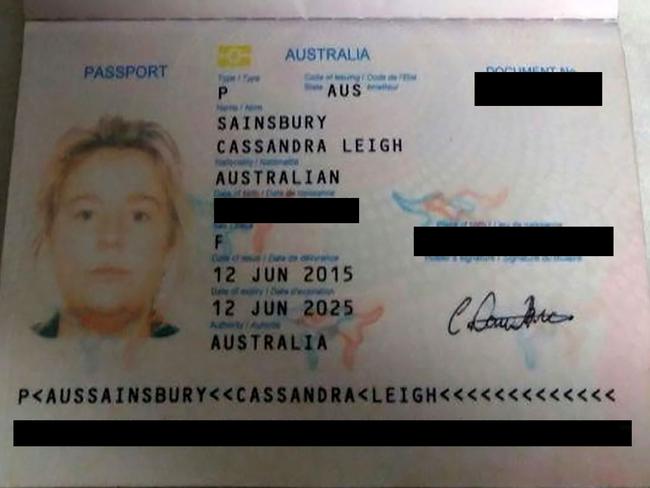 Accused Australian drug smuggler Cassandra Sainsbury's passport. Picture: Splash