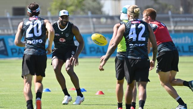 Esava Ratugolea trains at Alberton Oval for the first time. Picture: Keryn Stevens