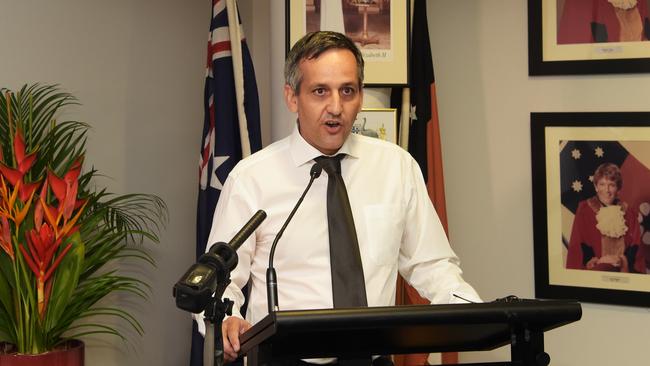 CEO of Palmerston Luccio Cercarelli speaks at the council inauguration in Palmerston Picture: Keri Megelus