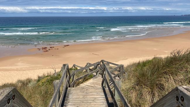 Forrest Cave steps down to the beach, Phillip Island. Photo Catherine Best.