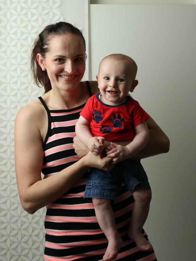 Taryn Collins, 34, with baby Vincent. Picture: David Kelly