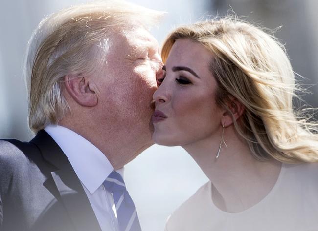 Donald Trump kisses his daughter Ivanka Trump on September 6, 2017. Picture: AFP