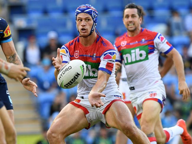 Kayln Ponga of the Knights during the Round 6 NRL match between the Gold Coast Titans and the Newcastle Knights at CBUS Stadium on the Gold Coast, Sunday, April 21, 2019.  (AAP Image/Dave Hunt) NO ARCHIVING, EDITORIAL USE ONLY