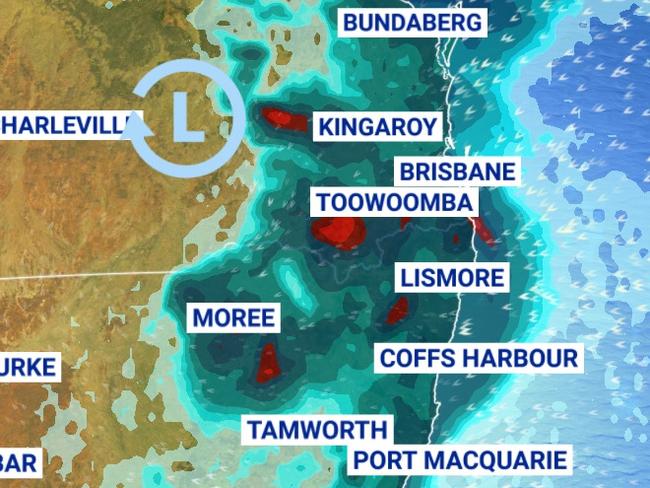 Some of the heaviest rain for months si set to hit NSW and Queensland. Picture: Sky News Weather