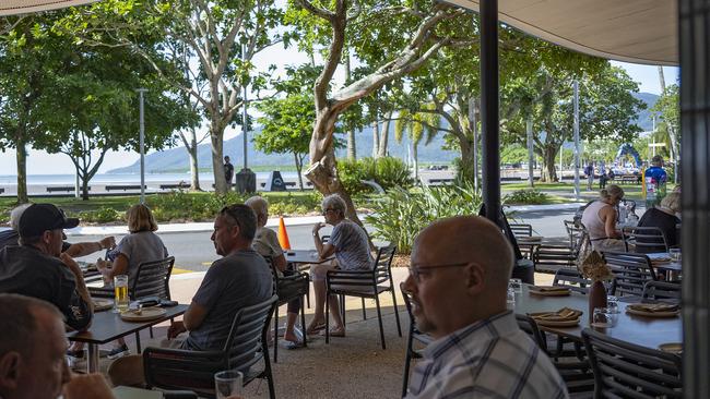 Restaurants along the Cairns Esplanade are benefiting from the influx of southern visitors. Picture Emily Barker