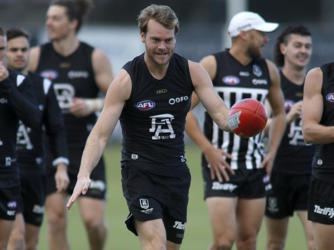 Jack Watts looked in good spirits at Port Adelaide training. Photo: Kelly Barnes