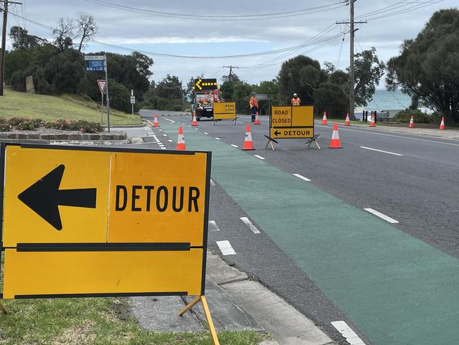 Traffic is being detoured through back streets around McCrae as part of Point Nepean Rd is expected to be shut for at last a week. Picture: Lucy Callander