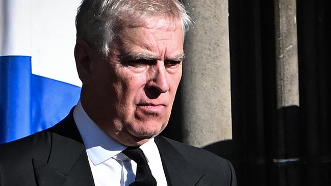 Britain's Prince Andrew leaves St Giles’ Cathedral. Picture: Paul Ellis/AFP