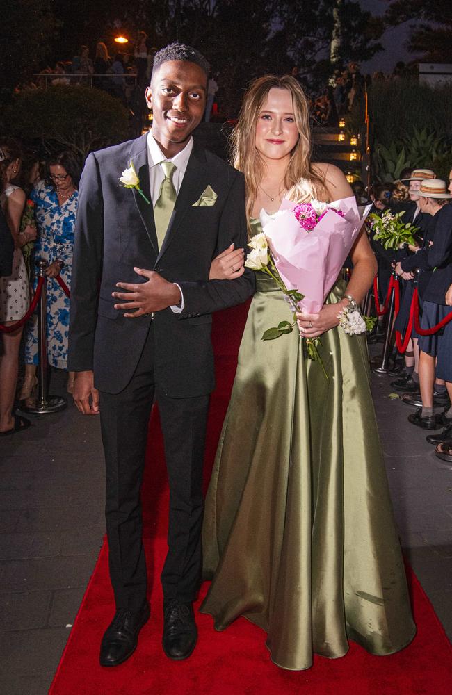 Isabelle Morrissey and partner Ethan Mutsando arrive at The Glennie School formal at Picnic Point, Thursday, September 12, 2024. Picture: Kevin Farmer