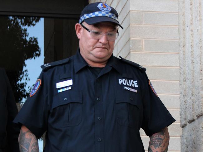 Constable Brad Wallace said the texts had affected how he was reflected in his own community “as an Aboriginal man wearing this uniform”. Picture: Jason Walls