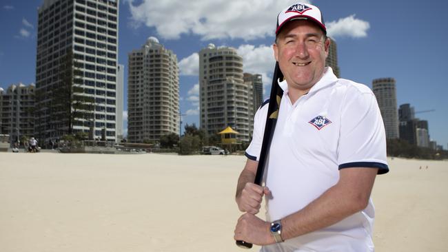 Baseball Australia chief executive Cam Vale on the beach at Surfers Paradise. Picture: Tim Marsden