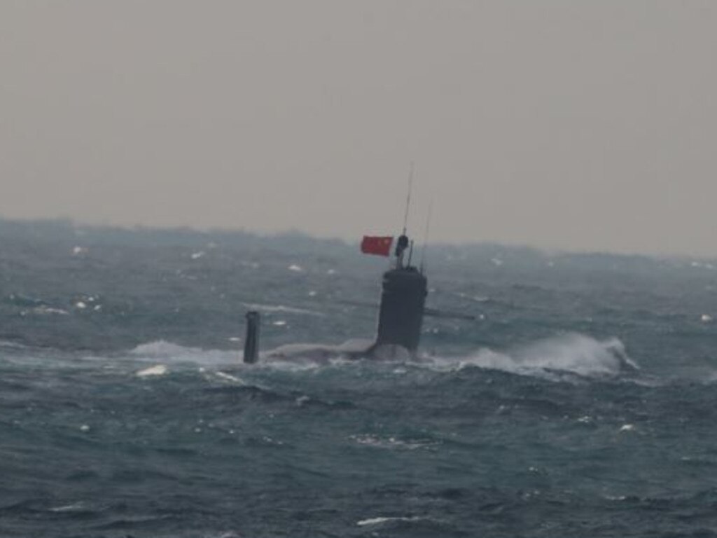 A Chinese nuclear-powered attack submarine. These can stay underwater for months at a time. Picture: Japan Self Defence Force