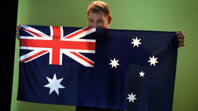 Sunday Herald Sun was allowed behind the scenes of Shane Warne’s photoshoot promoting his new show on Fox. Picture: Tony Gough