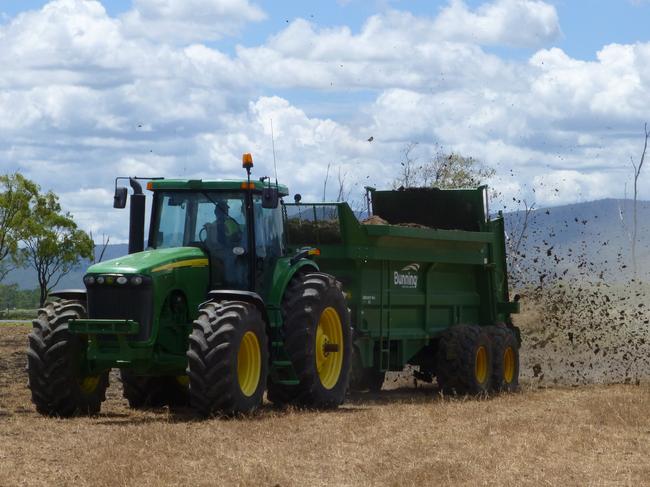 Biosolids being spread on crops. Picture: Arkwood Organic Recycling