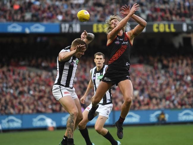 Jordan de Goey and Dyson Heppell will lock horns again at the MCG.