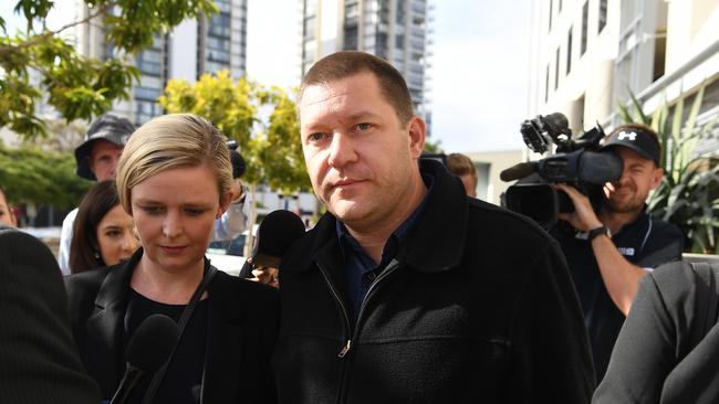 Thunder River Rapids ride operator Peter Nemeth leaves after giving evidence in the inquest into the Dreamworld disaster at the Magistrates Court at Southport on the Gold Coast, Wednesday, June 20, 2018. Cindy Low, Kate Goodchild, her brother Luke Dorsett and his partner Roozi Araghi all died when Dreamworld's Thunder River Rapids ride malfunctioned in October 2016. (AAP Image/Dan Peled)