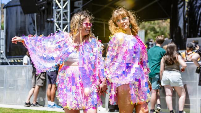 Haydays festival at Cornelian Bay on 27th December 2023. Sisters Ellise Bishop and Sasquin made dedicated outfits for HAYDAYS.Picture: Linda Higginson