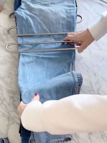 Amazon's Pants Hangers. Picture: TikTok/@bargainsisters