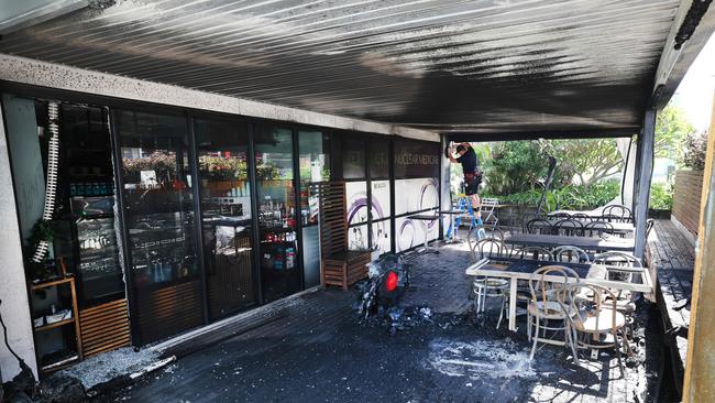 The Black Lamb sustained significant damage to its exterior in the January 28, 2025 arson attack. Picture: Glenn Hampson