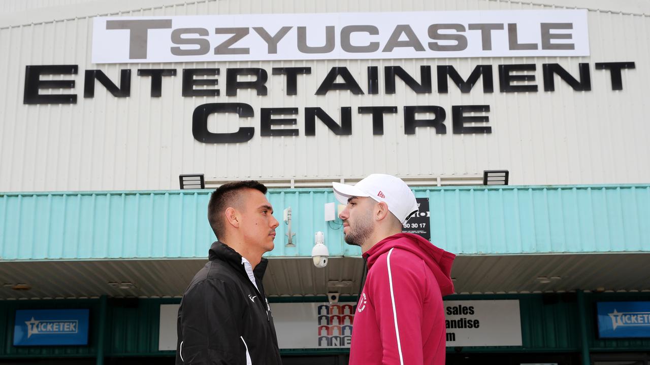 Michael Zerafa (R) is plotting a showdown with Tim Tszyu. Picture: Peter Lorimer/Getty