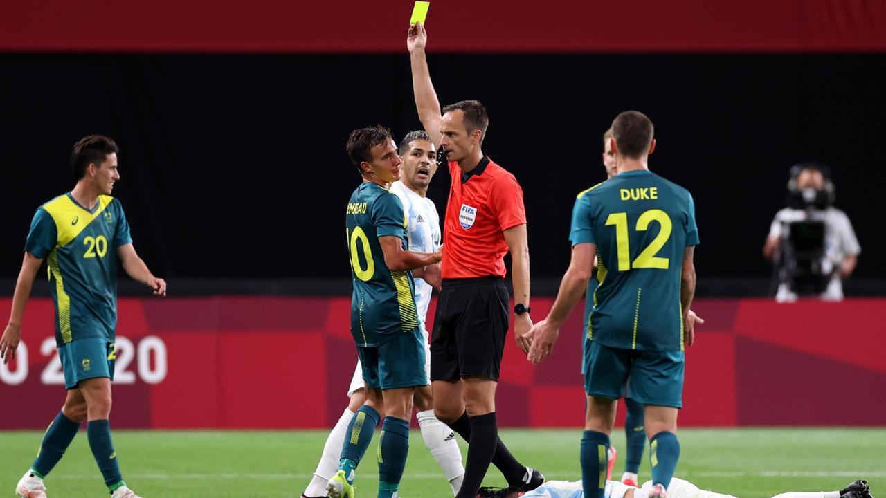 Referee Srdan Jovanovic was slammed for a trigger-happy performance with the whistle in Australia’s game against Argentina. (Photo by Masashi Hara/Getty Images)