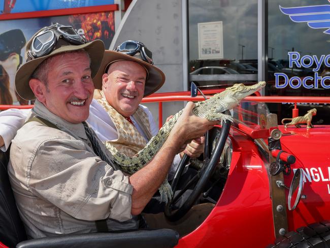 The Bean team got to hold a baby saltwater crocodile. Picture: Nigel Wright,