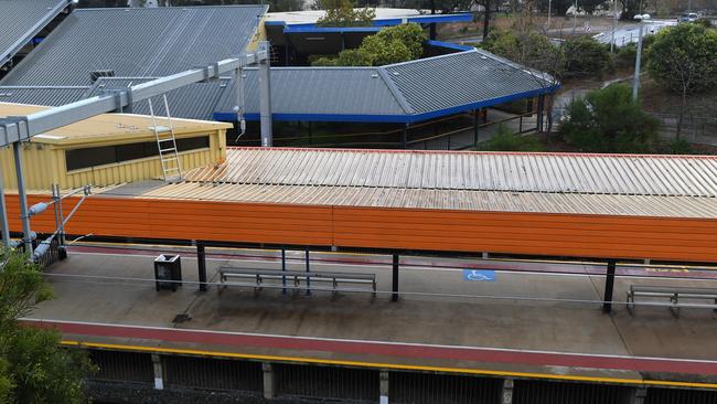  Commuters at Noarlunga Railway Station. Picture: Mark Brake