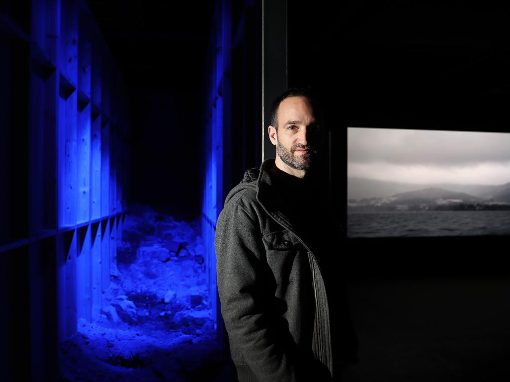 Artist and filmmaker James Newitt at his Dark Mofo installation Delay. Picture: SAM ROSEWARNE