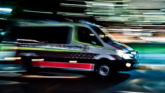 Ambulance night lights, QAS ambos paramedics stock image