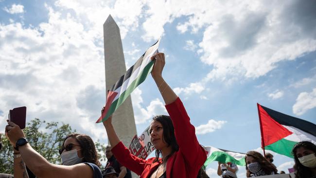 Activists and protesters march in support of Palestine near the Washington monument in Washington, DC. Picture: AFP