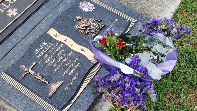 Mark Mallia’s grave in Altona. Mallia sealed his fate in a fiery lunch with Williams and Veniamin. Picture: Ian Currie