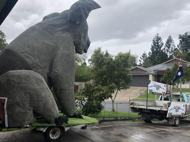 The giant koala ready to roll out of Moggill.