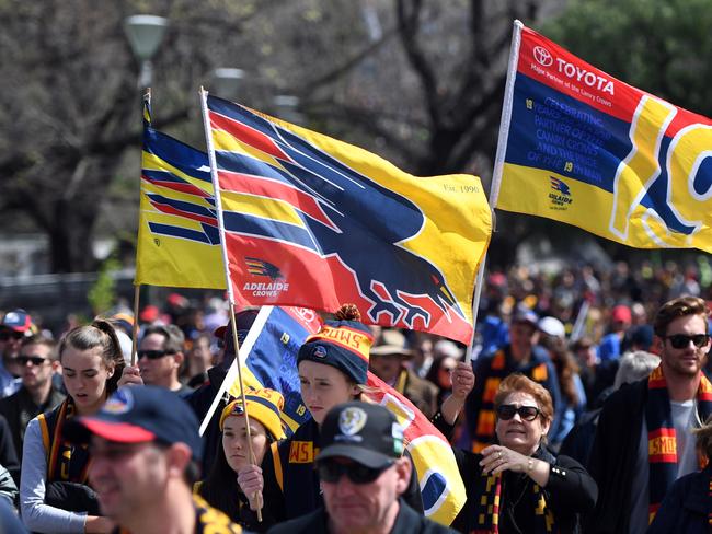 Crows fans pictured before the Grand Final. Picture: AAP Image/Julian Smith