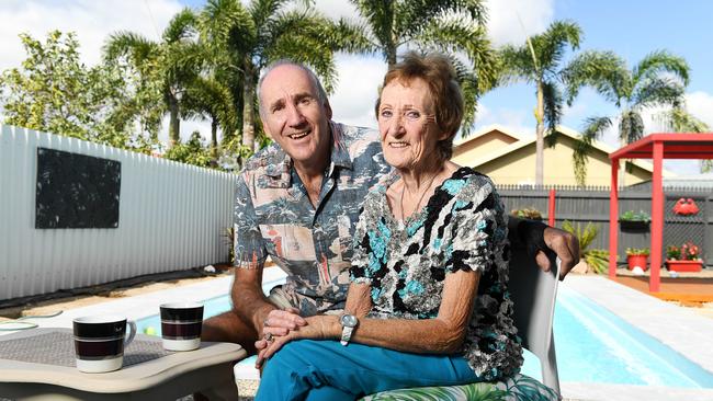 Eddie and Kathy Fey claim they saw a green UFO while they were sitting out the back of their Condon home on Monday evening. Picture: Shae Beplate.